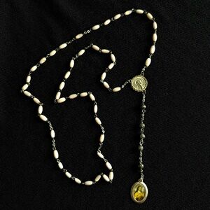 Vintage Rosary Long Pendant Necklace